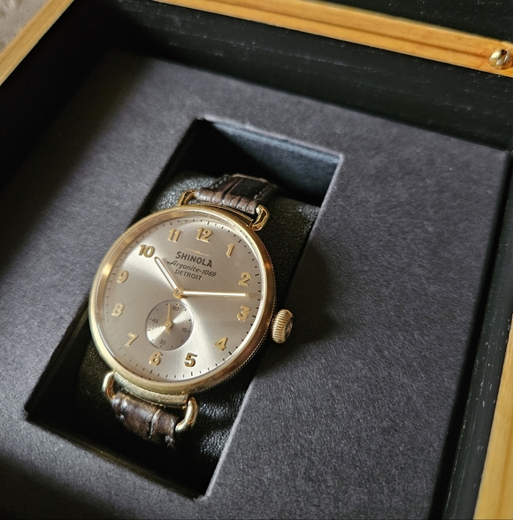Shinola Gold Case with Brown Leather Strap Watch - Picture 2 of 12